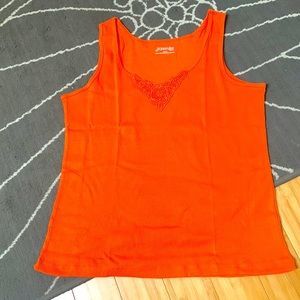2X lace tank top in Mandarin Orange